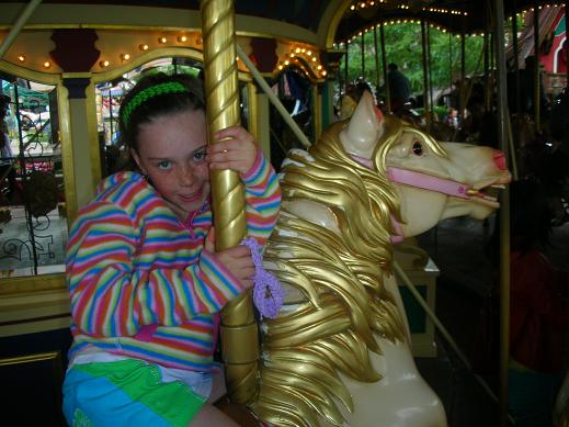 Isabelle going around on the horses in Marne-la-Vallee