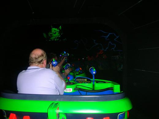 A man at the Buzz Lightyear Laser Blast in Disneyland Paris