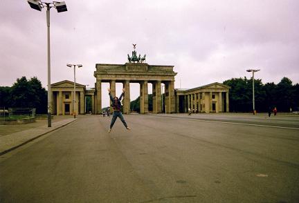 Being silly in front of the famous Brandenburger gate