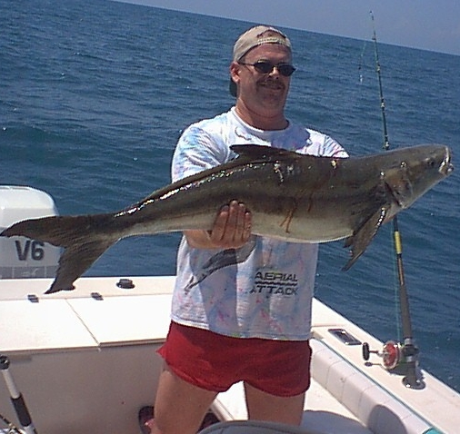 James Morgan showing a healthy Ling fish