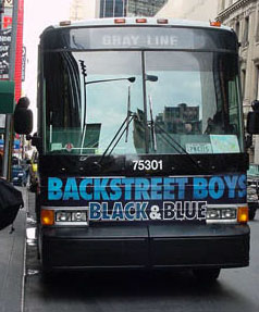 Black and Blue tour bus 