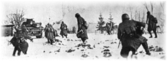 Exploradores alemanes intentan detectar las minas disimuladas por los rusos bajo la nieve