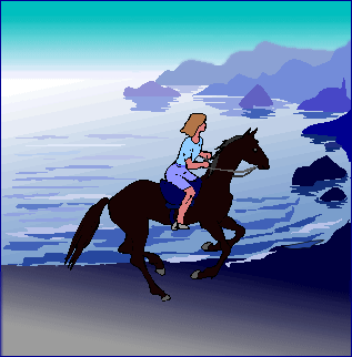 girl riding horse on beach