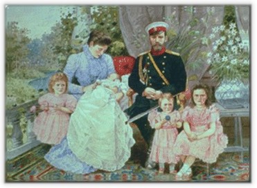 A watercolor of the imperial family in 1902, derived from photographs