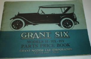 1920 GRANT SIX parts price book cover
from Cleveland,Ohio
Models H-HX-HY