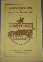 1916 GRANT SIX model ''V'' parts price list cover from Cleveland,Ohio