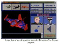Screen shot of Neo-Fighter aircraft selection screen.