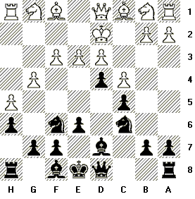 Position after 1.d3 e6 2.Kd2?! d5 3.e3 Nf6 4.f3 c5 5.g4 h6 6.h4 Nc6 7.h5 Bd7 8.c3 d4 9.c4