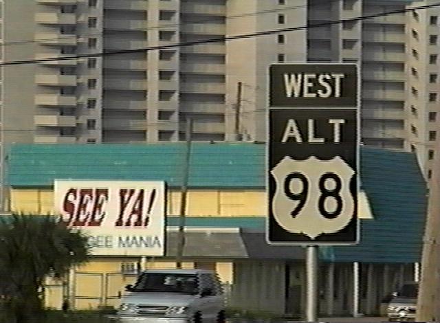 reversed US 98 ALT West sign
