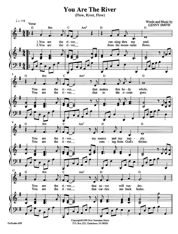 sheet music for You Are The River