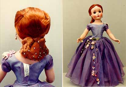 View of front and back of her dress.