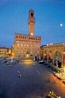 Palazzo Vecchio, Florence - Italy. At night, with the moon! It was the Medici's castle, in the very center of the city.
