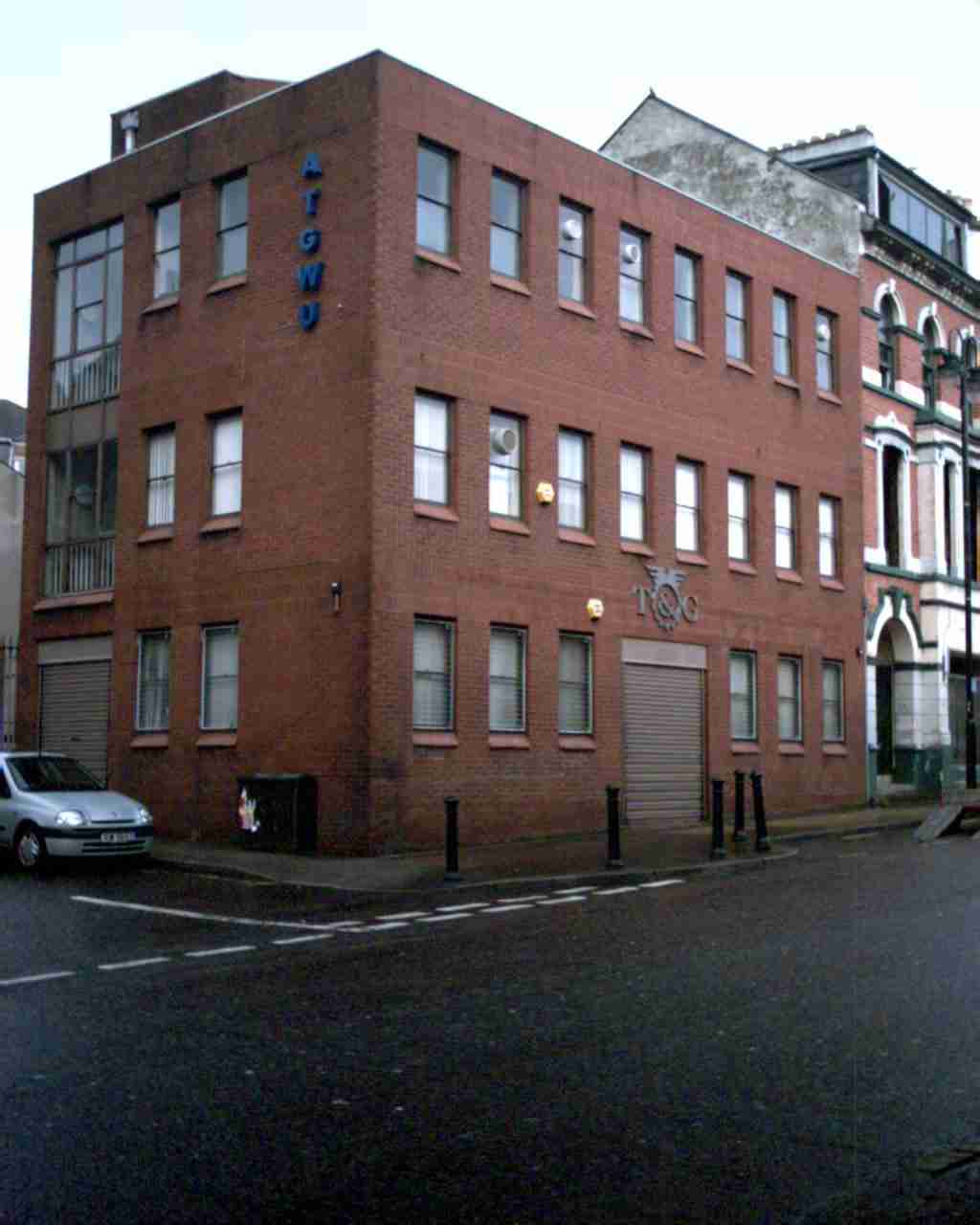 This is a photograph of the site formerly cccupied by the Northern shirt factory. It is now occupied by a Trade Union office.