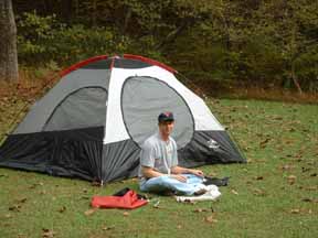 Jeff setting up camp