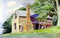painting of original house by Lynne Hamilton