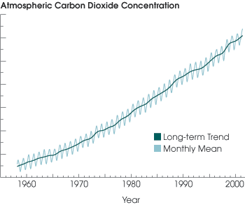 Andamento della concentrazione di biossido di carbonio nell' atmosfera