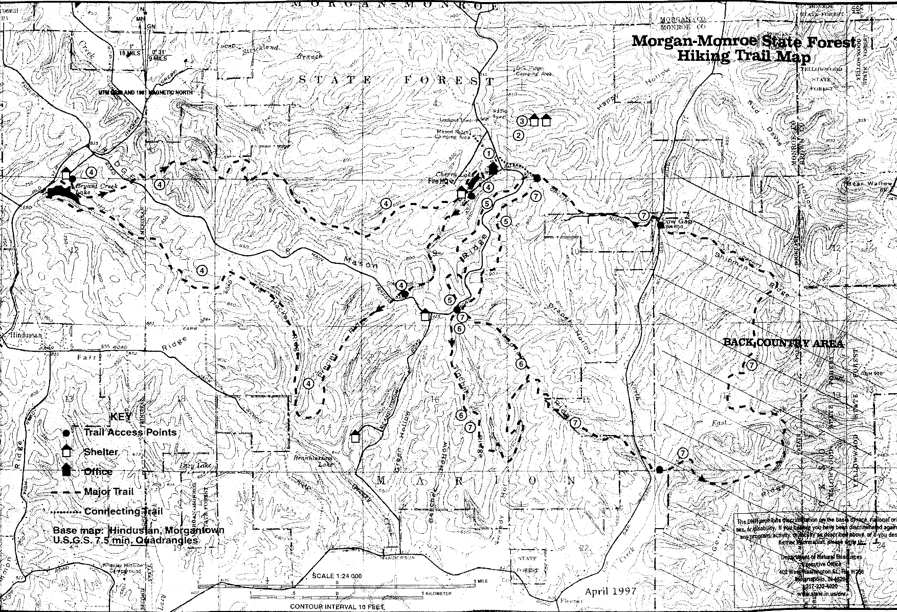 Morgan-Monroe State Forest Hiking Trail Map (Indiana)