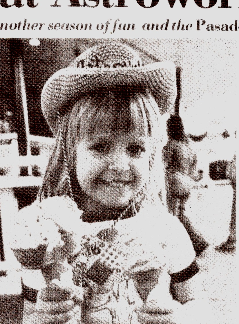 Kimberly Anne in the newspaper following a day at Astroworld in Houston