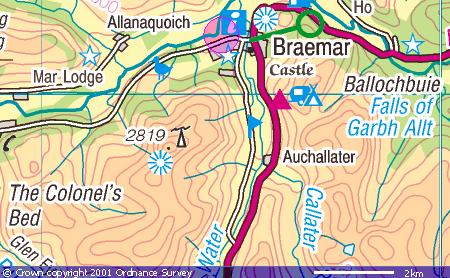 Map of Braemar. 1:250,000 scale. Frame width = 11km