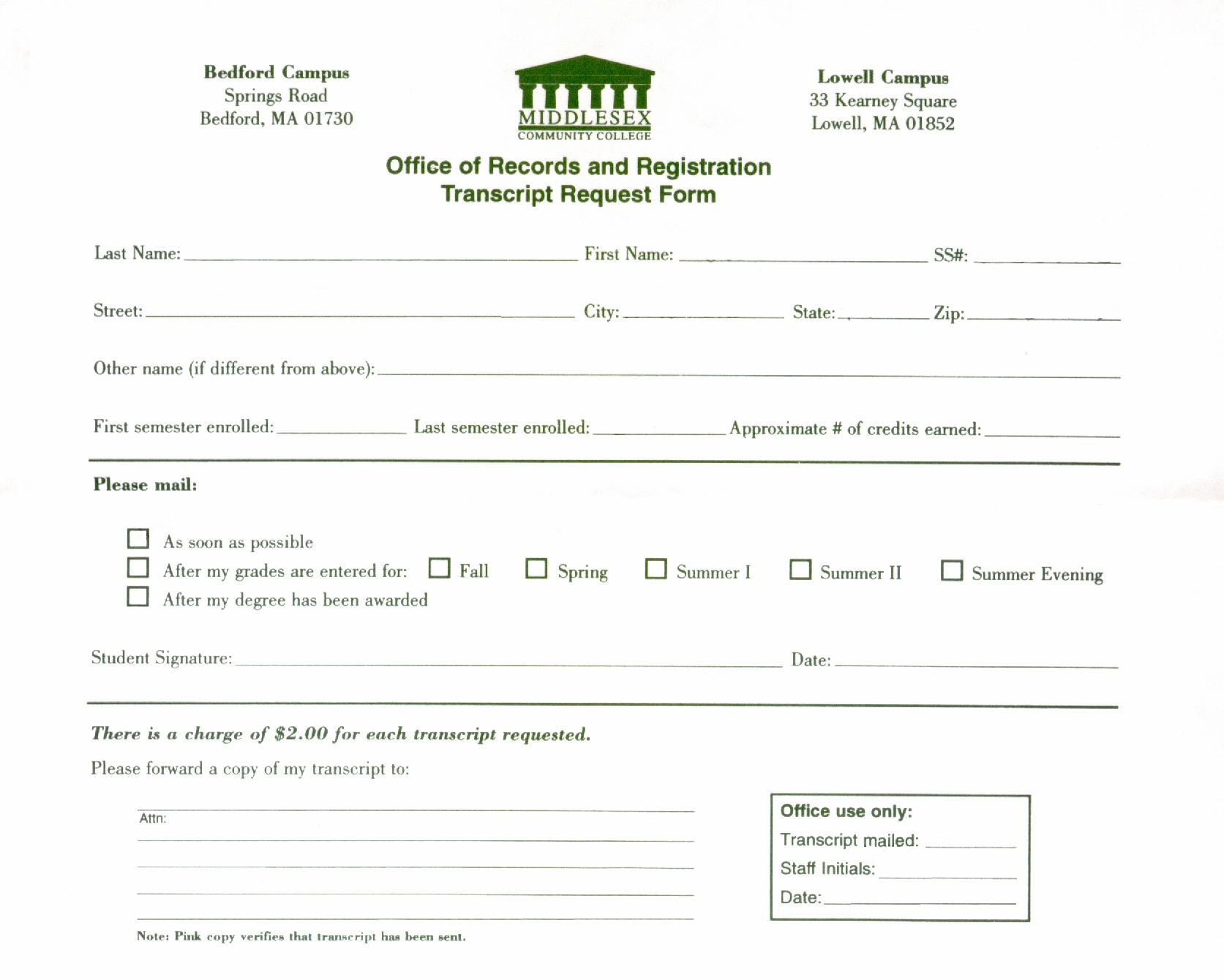 transcript request form middlesex community college transcript request form transcript request form middlesex community college transcript request form