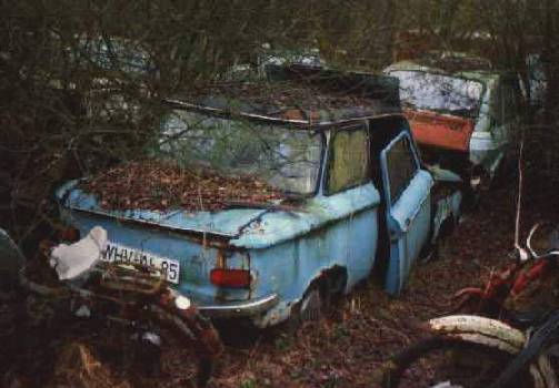 All kind of vehicles could be found in old salvage yards The NSU Prinz 4