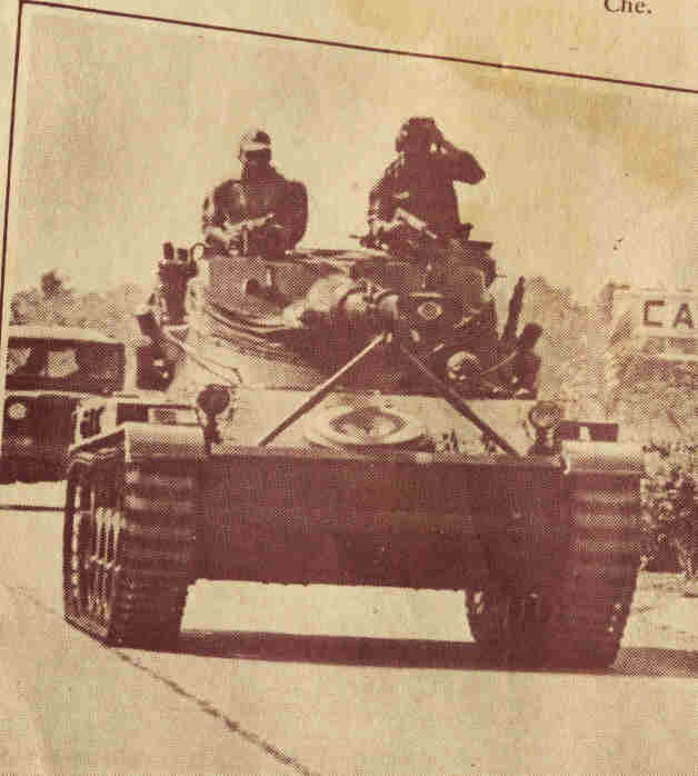 Tanques de Guerra como otros multiples instrumentos de aniquilamiento que se utilizaron para combatir a los 4 miembros de los comandos de la resistencia.