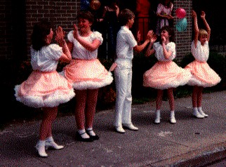 Cloggers with a variety of footwear.