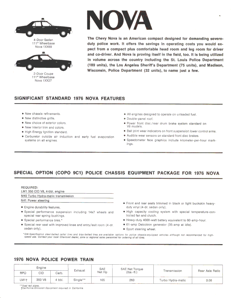 1976 Chevrolet Police Vehicles Page 1