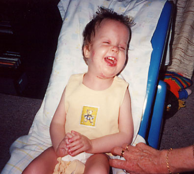 Rebekah sharing a giggle with Nana, summer 2001