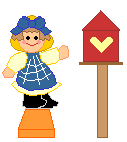 Little girl pointing to a bird house