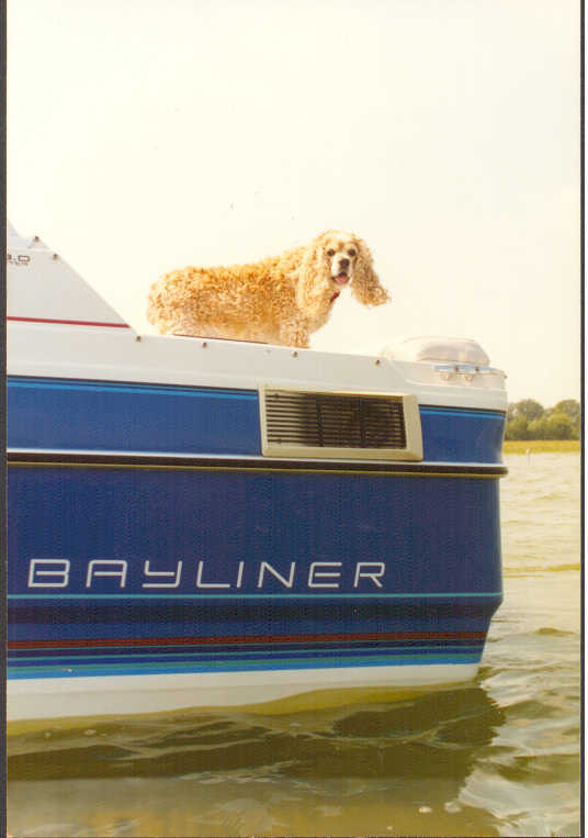 Lucky on boat, 1990