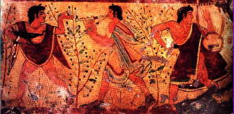 Banqueters in a Tomb Painting from Tarquinia