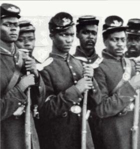 African American Civil War Soldier in Union Blue Uniform