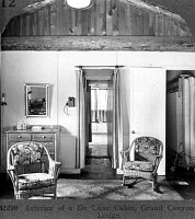 GRAND CANYON LODGE,  NORTH RIM. INTERIOR OF A DELUXE CABIN. VIEW INTO ADJOINING ROOM. CIRCA 1929