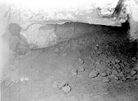 INTERIOR VIEW OF RAMPART CAVE SHOWING SLOTH DUNG ON SURFACE - SEPT 1936. NPS.