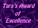 Tara's Award of Excellence
