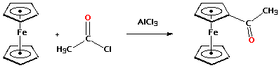 acetylation of ferrocene 2 Chem 322l experiment 5: acylation of ferrocene 2 the reactivity of ferrocene is similar to other aromatic compounds therefore, it can undergo electrophilic aromatic substitution in a very similar mechanism to. acetylation of ferrocene 2 Chem 322l experiment 5: acylation of ferrocene 2 the reactivity of ferrocene is similar to other aromatic compounds therefore, it can undergo electrophilic aromatic substitution in a very similar mechanism to.