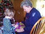 Jordan helping Grandma open something