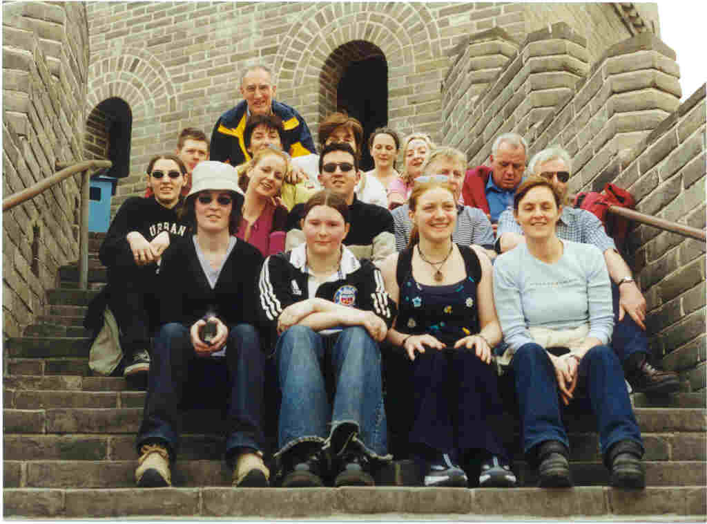 Students and teachers on the Great Wall of China