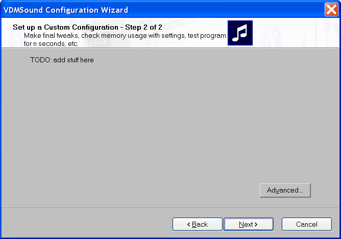 VDMSound Configuration Wizard Custom step #2