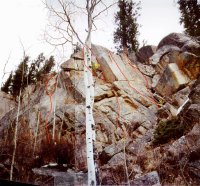 The east (right) cliff, climbs 5-8