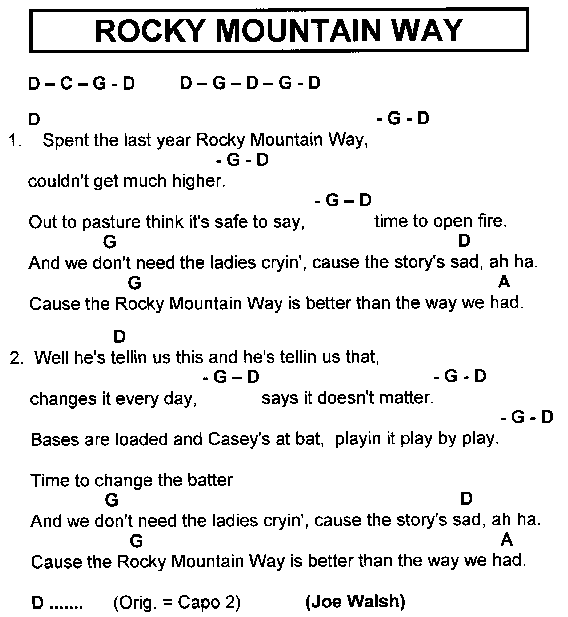 Rock hits, lyrics + chords for guitar players