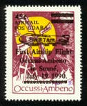 The inaugural flight from Occussi-Ambeno to Sonn in 1990 was celebrated with this special stamp.