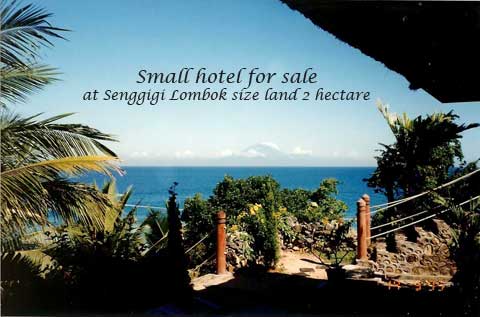 Small hotel for sale hilltop and ocean view close tourism central Senggigi area in Lombok Island of Indonesia