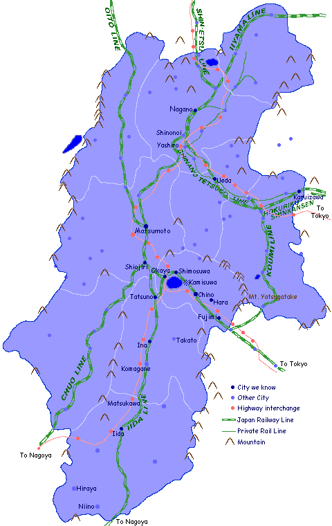 Map of Nagano Prefecture