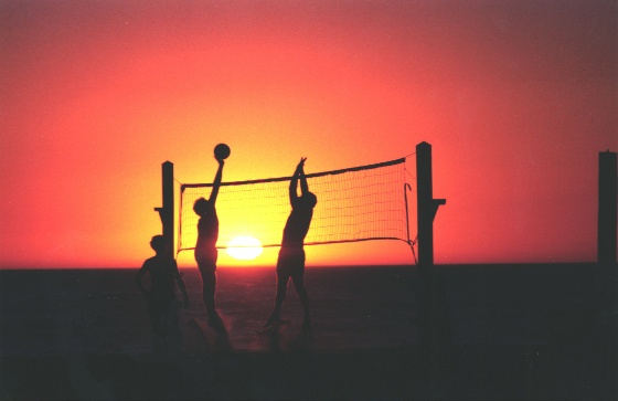 california beaches at sunset. Volleyball at Sunset.