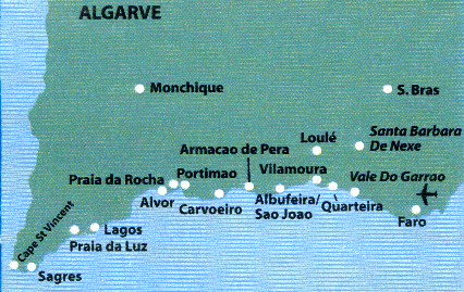 Kort over Algarvekysten