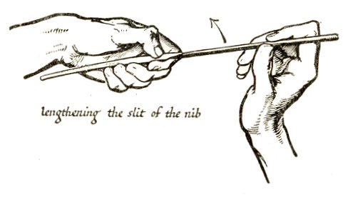 lengthening the slit of the nib