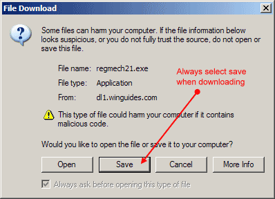 File Downoad Dialog Box