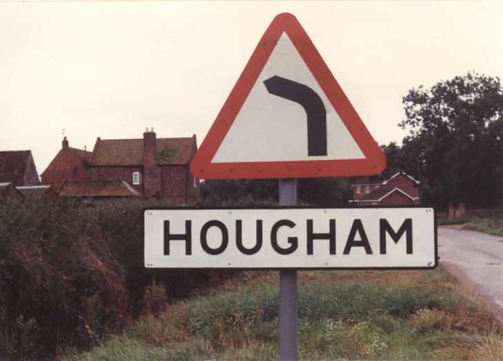 Town of Hougham, England, road sign.